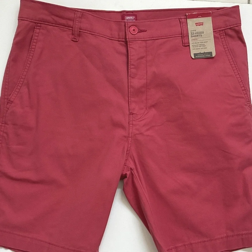 Levis Mens XX Chino Shorts Red Stretch Twill Slim Regular Fit 34 85229-0127 NWT